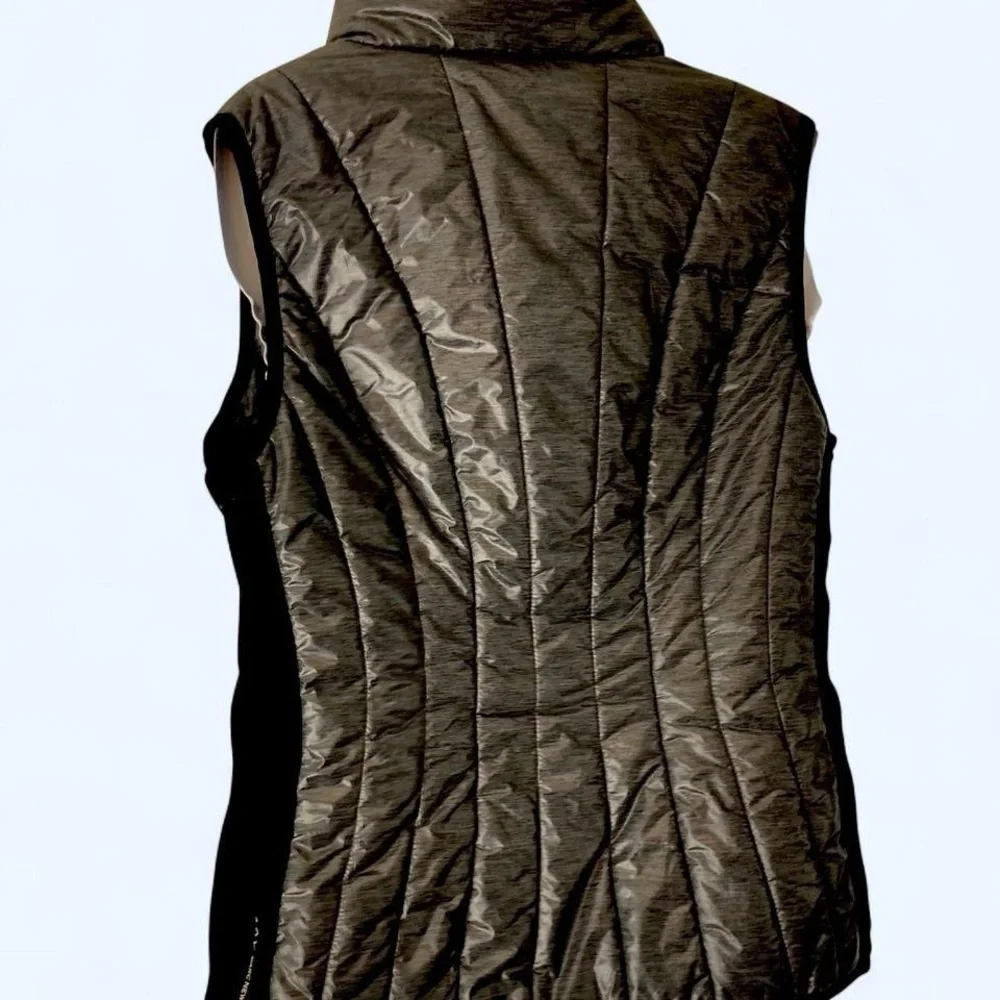 Black and Grey Quilted Puffer Sleeveless Vest S